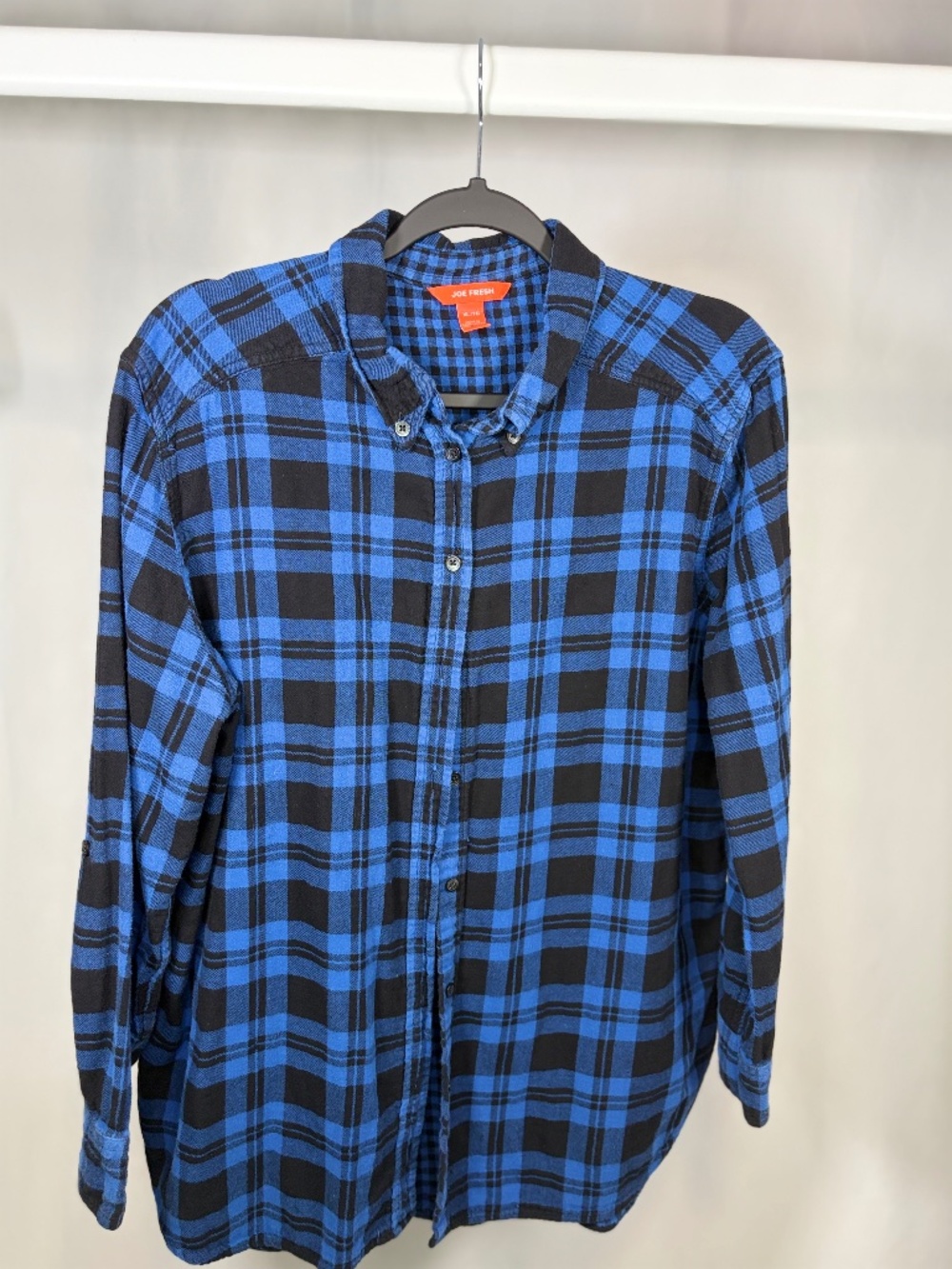 Joe Fresh Blue & Black Buffalo Plaid Button-Up Shirt | XL